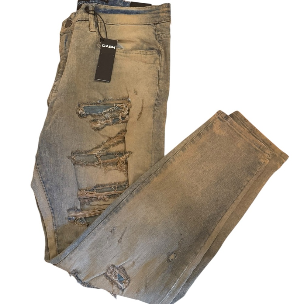 DAsh Men's Ripped Gray Skinny Jeans
